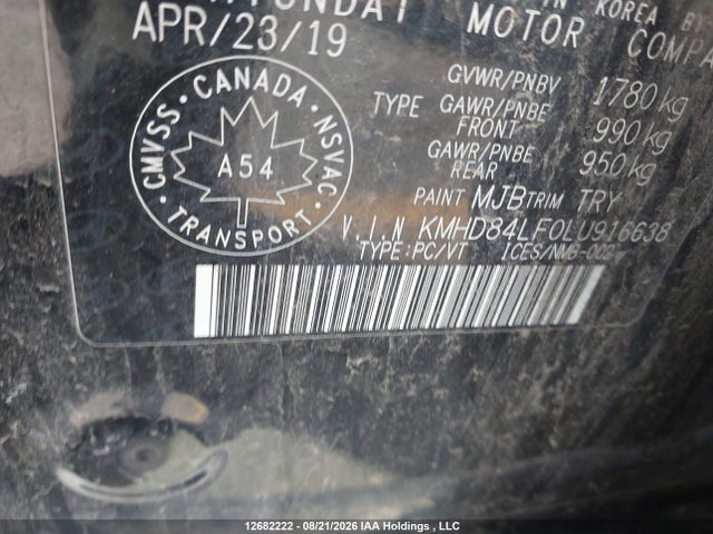 Hyundai Elantra 2020 KMHD84LF0LU916638 Image 9