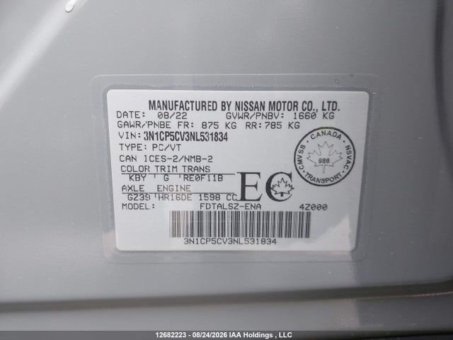 Nissan KICKS SV 2022 3N1CP5CV3NL531834 Image 9