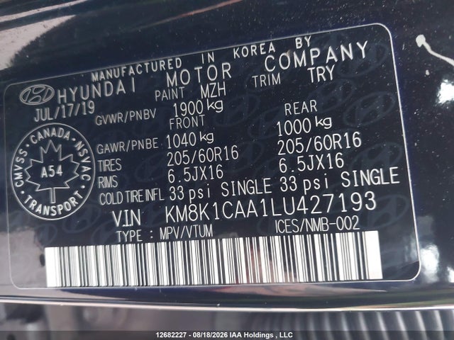 Hyundai Kona Essential Awd 2020 KM8K1CAA1LU427193 Image 9
