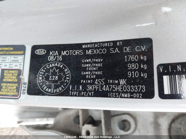 3KPFL4A75HE033373 KIA Forte Lx/s