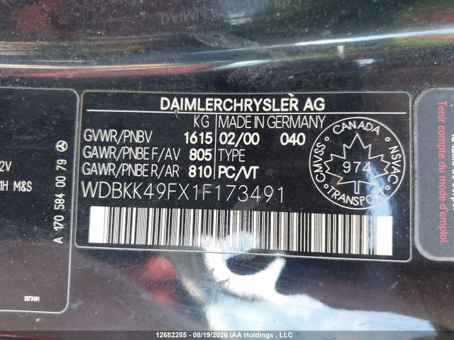 Продажа на аукционе авто 2001 Mercedes-benz Slk 230, vin: WDBKK49FX1F173491, номер лота: 12682285