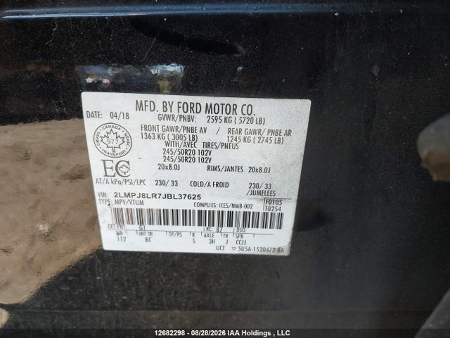 2LMPJ8LR7JBL37625 Lincoln Mkx Reserve
