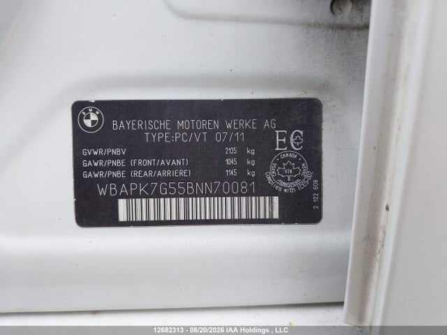 Продажа на аукционе авто 2011 Bmw 3 Series, vin: WBAPK7G55BNN70081, номер лота: 12682313