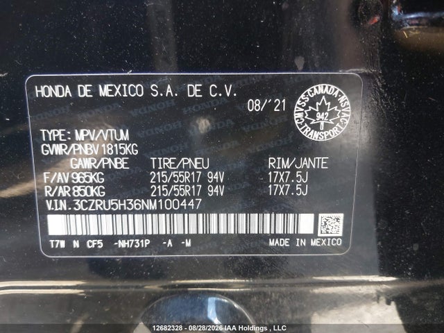 Honda HR-V LX 2022 3CZRU5H36NM100447 Image 19