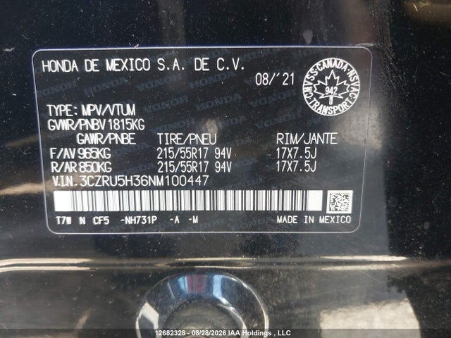 Honda HR-V LX 2022 3CZRU5H36NM100447 Image 9