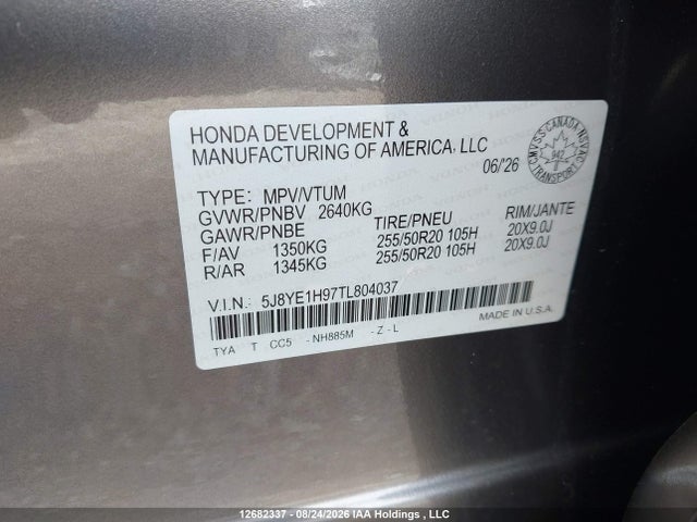5J8YE1H97TL804037 Acura Mdx Platinum Elite A-spec