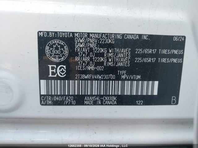 2T3BWRFV4RW230700 Toyota Rav4 Hybrid Le