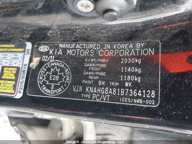 Aukcja sprzedaży 2011 Kia Rondo, vin: KNAHG8A81B7364128, numer aukcji: 12682376