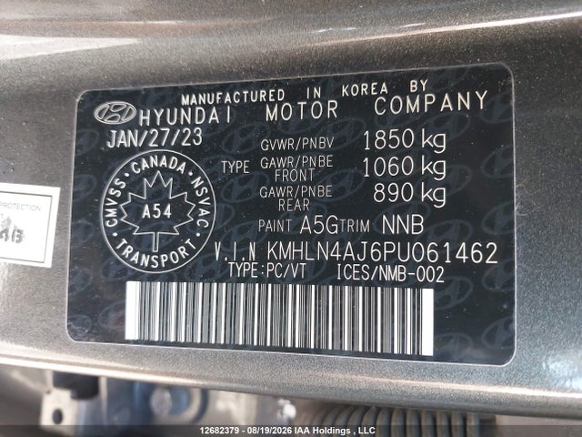 KMHLN4AJ6PU061462 Hyundai Elantra