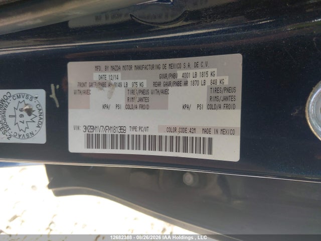 Продажа на аукционе авто 2015 Mazda Mazda3 Gs, vin: 3MZBM1V7XFM181359, номер лота: 12682388