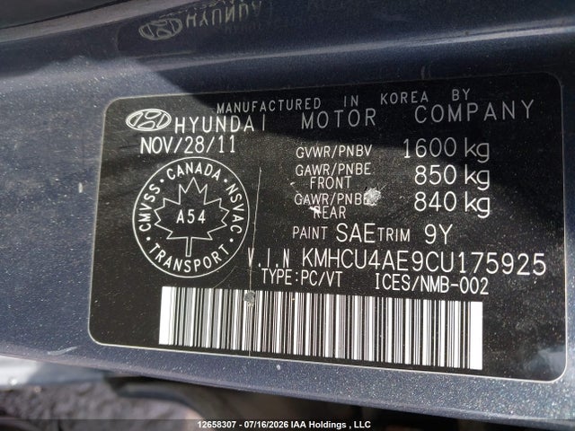 Продажа на аукционе авто 2012 Hyundai Accent Gls, vin: KMHCU4AE9CU175925, номер лота: 12658307