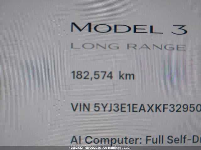 5YJ3E1EAXKF329508 Tesla MODEL 3