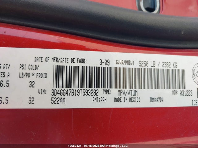 Aukcja sprzedaży 2009 Dodge Journey Se, vin: 3D4GG47B19T593282, numer aukcji: 12682424