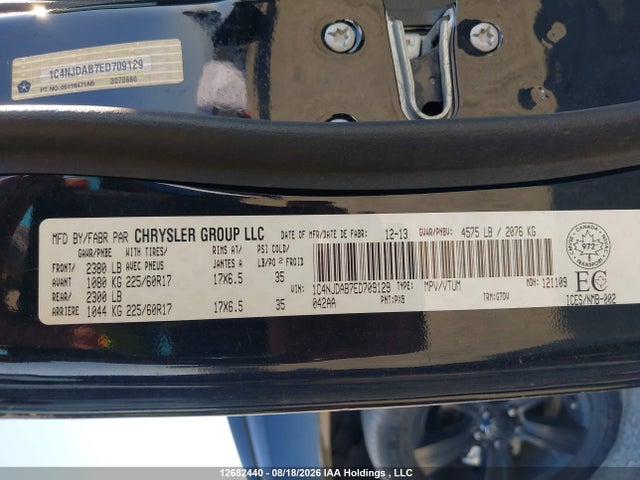 Продажа на аукционе авто 2014 Jeep Compass Sport/north, vin: 1C4NJDAB7ED709129, номер лота: 12682440