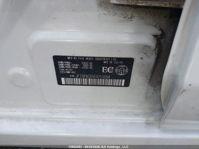 Продаж на аукціоні авто 2015 Subaru Impreza, vin: JF1GPAC65FH251094, номер лоту: 12682453