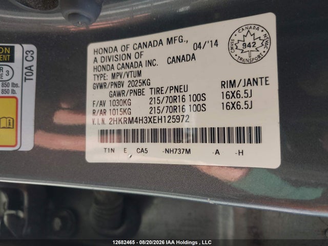 Honda CR-V LX 2014 2HKRM4H3XEH125972 Image 9