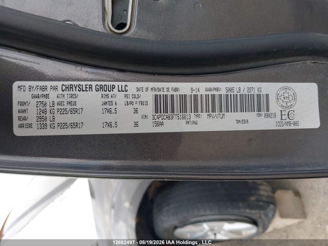 2015 Dodge Journey Se მანქანა იყიდება აუქციონზე, vin: 3C4PDCAB3FT516613, აუქციონის ნომერი: 12682497