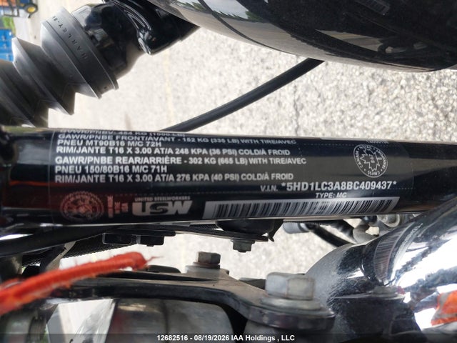 12682516 :رقم المزاد ، 5HD1LC3A8BC409437 vin ، 2011 Harley-davidson Xl1200 X مزاد بيع
