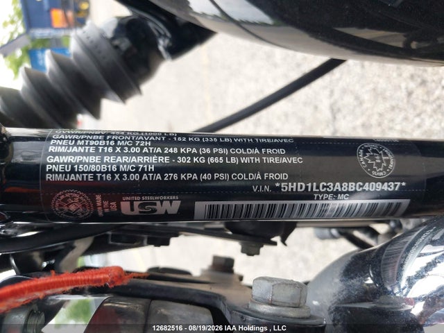 12682516 :رقم المزاد ، 5HD1LC3A8BC409437 vin ، 2011 Harley-davidson Xl1200 X مزاد بيع
