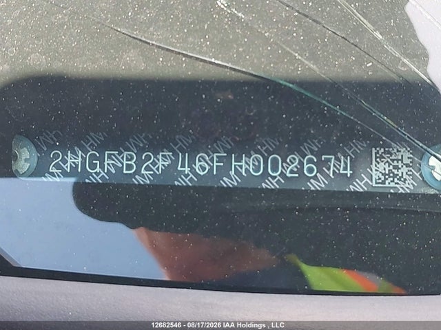 12682546 :رقم المزاد ، 2HGFB2F46FH002674 vin ، 2015 Honda Civic Lx مزاد بيع