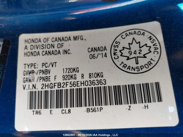 Honda Civic Ex 4dr 2014 2HGFB2F56EH036363 Image 9