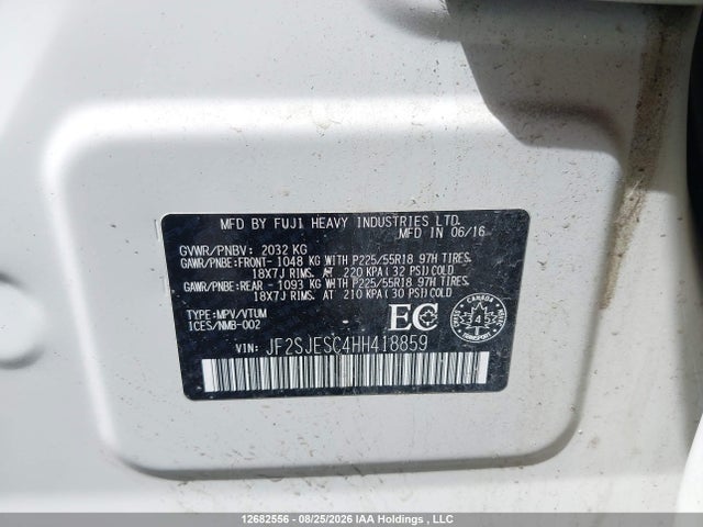 Продажа на аукционе авто 2017 Subaru Forester 2.5i Touring, vin: JF2SJESC4HH418859, номер лота: 12682556