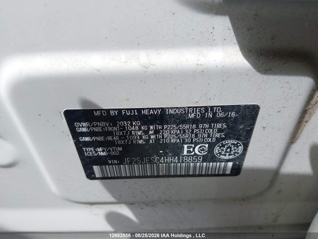 Продажа на аукционе авто 2017 Subaru Forester 2.5i Touring, vin: JF2SJESC4HH418859, номер лота: 12682556