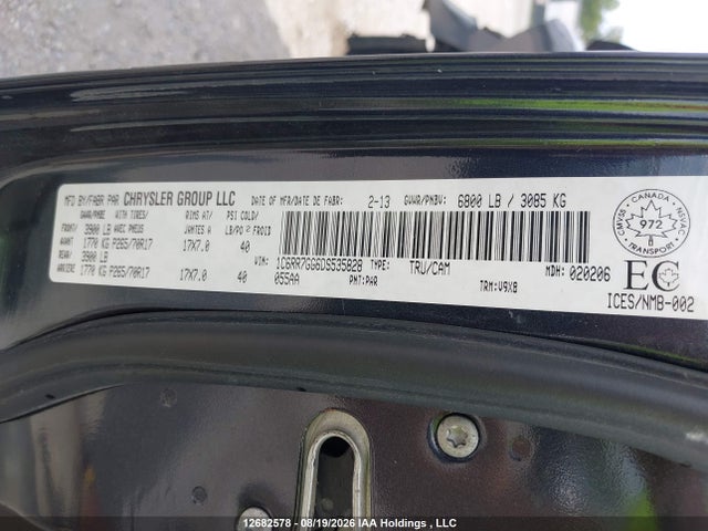 Aukcja sprzedaży 2013 Ram 1500 Slt, vin: 1C6RR7GG6DS535828, numer aukcji: 12682578