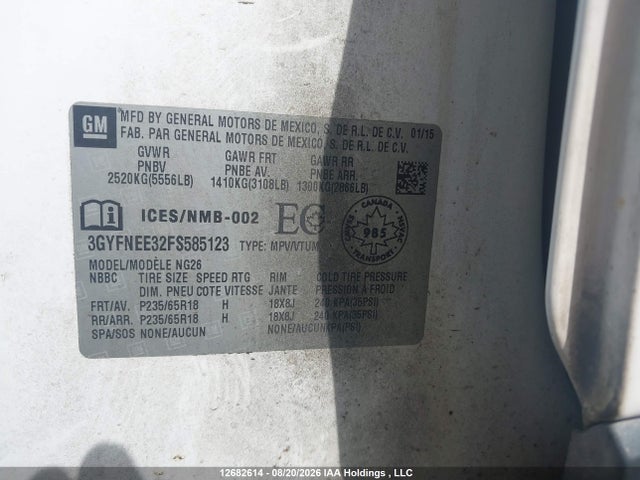 Aukcja sprzedaży 2015 Cadillac Srx Luxury Collection, vin: 3GYFNEE32FS585123, numer aukcji: 12682614