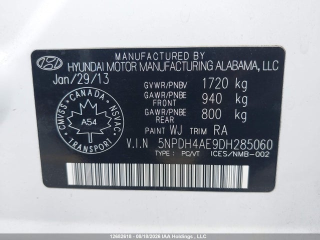 Продажа на аукционе авто 2013 Hyundai Elantra, vin: 5NPDH4AE9DH285060, номер лота: 12682618