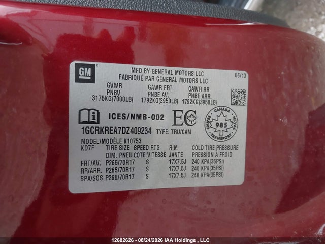 2013 Chevrolet Silverado 1500 Ls მანქანა იყიდება აუქციონზე, vin: 1GCRKREA7DZ409234, აუქციონის ნომერი: 12682626