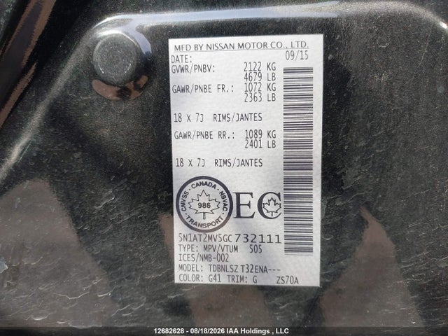 Продаж на аукціоні авто 2016 Nissan Rogue S/sl/sv, vin: 5N1AT2MV5GC732111, номер лоту: 12682628