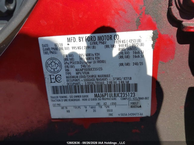 MAJ6P1UL8JC235123 Ford Ecosport Se
