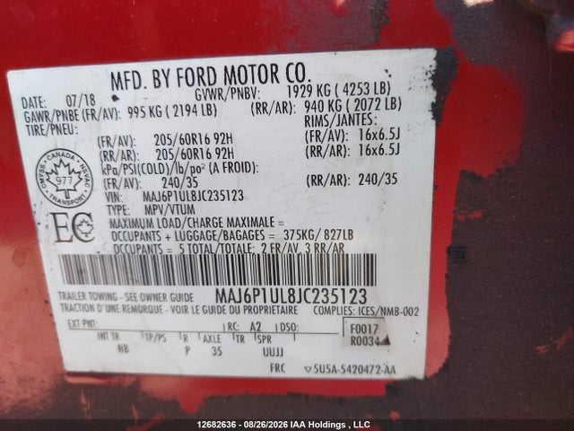 MAJ6P1UL8JC235123 Ford Ecosport Se