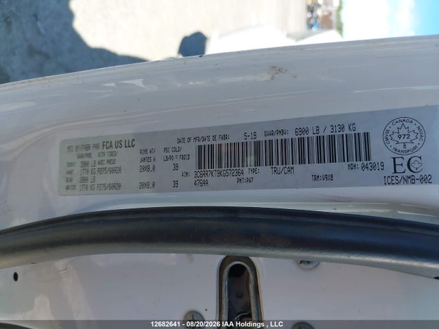 2019 Ram 1500 Classic St მანქანა იყიდება აუქციონზე, vin: 3C6RR7KT9KG572364, აუქციონის ნომერი: 12682641