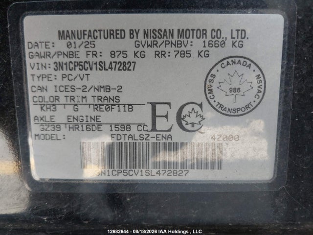 Nissan Kicks Play Sv 2025 3N1CP5CV1SL472827 Image 9