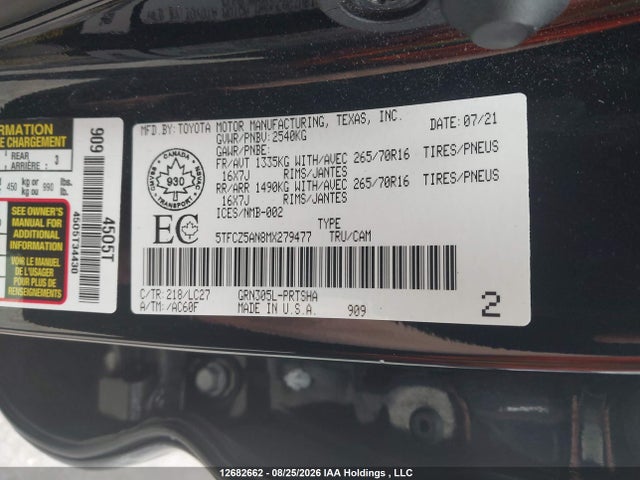 5TFCZ5AN8MX279477 Toyota Tacoma Nightshade