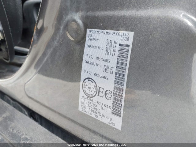5N1AT2MV8LC813856 Nissan Rogue S/sl/sv