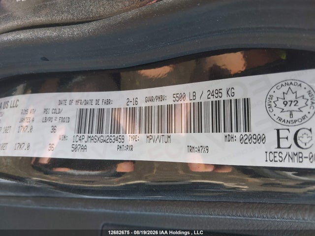 Aukcja sprzedaży 2016 Jeep Cherokee Sport, vin: 1C4PJMASXGW263459, numer aukcji: 12682675