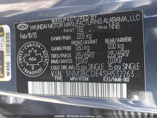 Hyundai TUCSON SEL 2025 5NMJBCDE4SH532263 Image 9