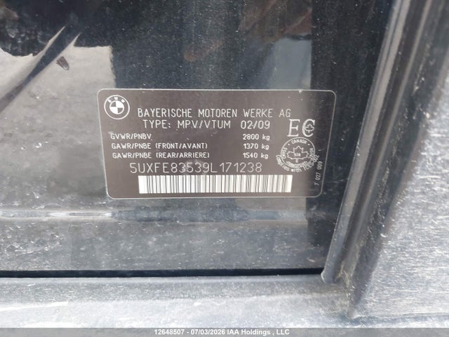 Продаж на аукціоні авто 2009 Bmw X5 Xdrive48i, vin: 5UXFE83539L171238, номер лоту: 12648507
