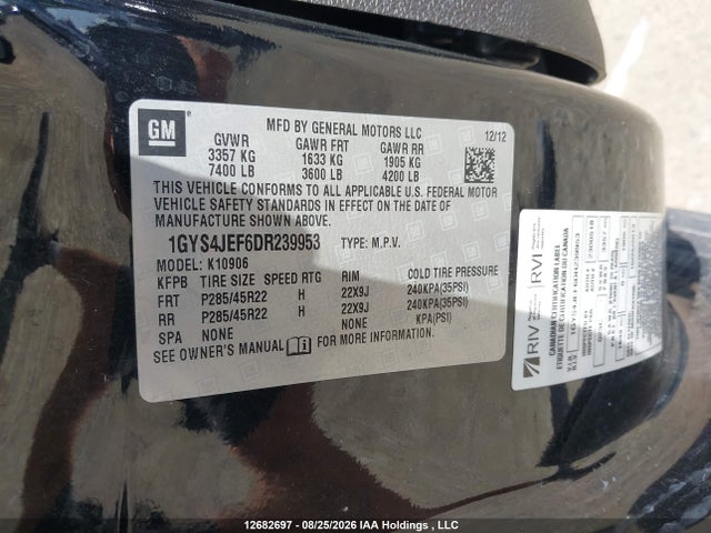 Aukcja sprzedaży 2013 Cadillac Escalade Esv, vin: 1GYS4JEF6DR239953, numer aukcji: 12682697