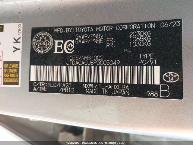 JTDACACU8P3005049 Toyota Prius Prime Se/xse/xse Premium