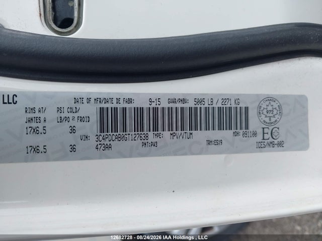 Dodge Journey Cvp/se Plus 2016 3C4PDCAB0GT127638 Image 21