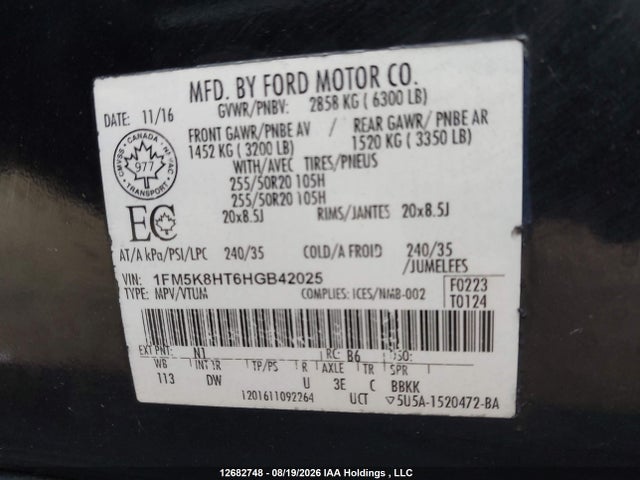 Ford Explorer Platinum 2017 1FM5K8HT6HGB42025 Image 9