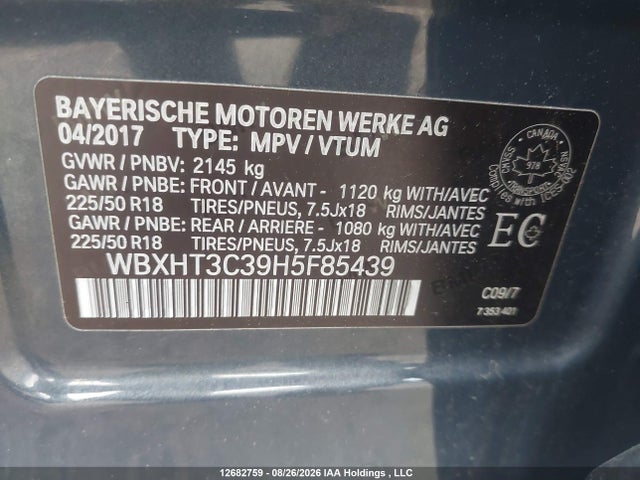 BMW X1 Xdrive28i 2017 WBXHT3C39H5F85439 Image 9