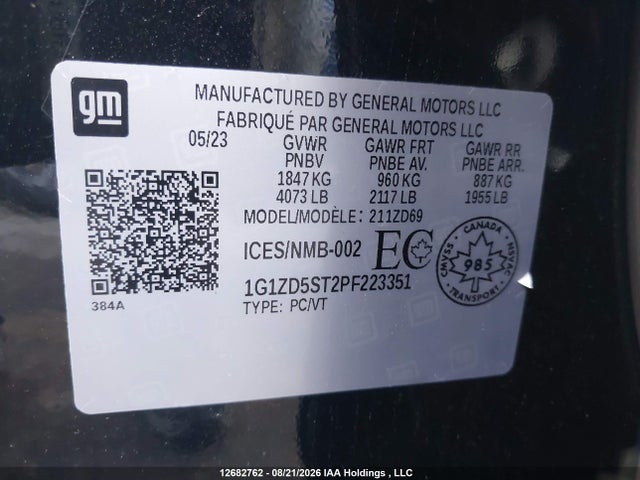 1G1ZD5ST2PF223351 Chevrolet MALIBU 1LT