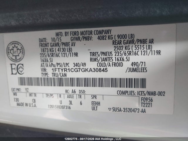 Ford Transit-250 2016 1FTYR1CG7GKA30845 Image 19