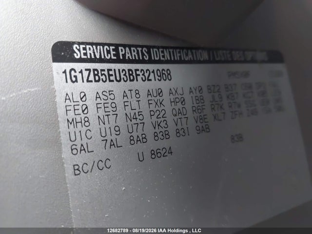 2011 Chevrolet Malibu მანქანა იყიდება აუქციონზე, vin: 1G1ZB5EU3BF321968, აუქციონის ნომერი: 12682789