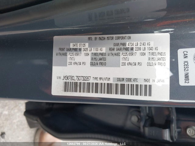 Продаж на аукціоні авто 2025 Mazda Cx-5 Gs/kuro, vin: JM3KFBCL7S0732287, номер лоту: 12682799